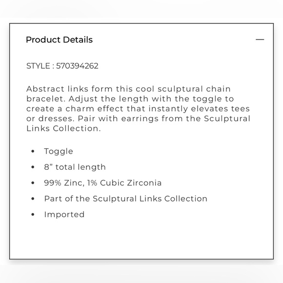 WHBM Gold double links toggle Bracelet - Picture 10 of 16